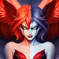 Female half-demon, half angel illustration Royalty Free Stock Photo