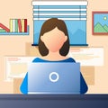 Illustration of female programer work at home