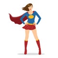 Female Superhero Standing with Cape Waving in the Wind Royalty Free Stock Photo
