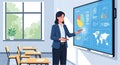 Teacher Explaining Data on Interactive Whiteboard Royalty Free Stock Photo