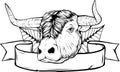 Vector illustration of ferocious bull's head black and white Royalty Free Stock Photo