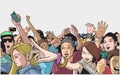 Illustration of festival crowd cheering at concert