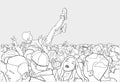 Illustration of festival party and crowd surfing