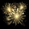 Illustration Festive Grandiose Firework Explode Bursting Sparkling on Black Background Vector eps10
