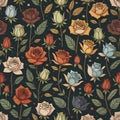 Illustration of a field of roses. Pattern