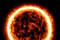 Illustration of fiery ball of a burning star, solar disk Royalty Free Stock Photo