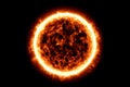 Illustration of fiery ball of a burning star, solar disk Royalty Free Stock Photo