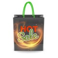 Illustration of Fiery hot sale design with black shopping bag in realistic style. Vector EPS 10 illustration Royalty Free Stock Photo