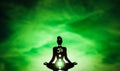 Illustration of a figure showing chakras - The color Green shows the Heart chakra Royalty Free Stock Photo