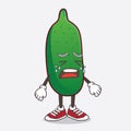 Finger Lime cartoon mascot character with crying expression