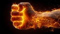 Illustration of Fire fist human energy concept background design AI generated Royalty Free Stock Photo