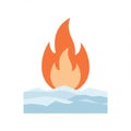 Illustration of Fire Flame Over Ice on White Background Showing Contrasting Elements Royalty Free Stock Photo