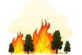 Illustration of a fire in the forest on a white background. Generative AI Royalty Free Stock Photo