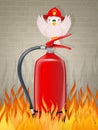 Fireman`s little bird illustration