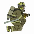 Illustration of a fireman, vector drawing