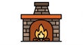 Illustration of a fireplace with a stylized design. It features stone bricks in shades of Royalty Free Stock Photo