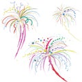 Illustration fireworks, colourful and differance shapes, to celabrate special event Royalty Free Stock Photo