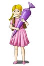 illustration of a first-grader with school cone