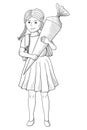 illustration of a first-grader with school cone