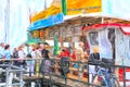 Illustration of fish burger market stall on a ship in Warnemunde Baltic sea Royalty Free Stock Photo