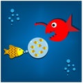 Illustration of fish protecting her child from predators. Vector illustration design.