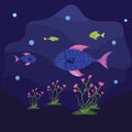 Illustration of The fish are swimming under the sea with cheerfulness