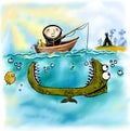 Illustration with fishing laplander Royalty Free Stock Photo