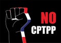 Illustration of Fists with No CPTPP to Protest Against the Agreement of Comprehensive and Progressive Trans-pacific Partnership