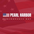 Illustration of flag of america and pearl harbor remembrance day text over red pattern