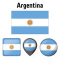 Illustration flag of Argentina, and various icons Royalty Free Stock Photo