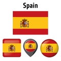 Illustration flag of Spain, and various icons