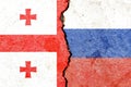 Illustration of flags indicating the political conflict between Georgia-Russia