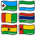 illustration of the flags of six world countries hand-drawn doodle art and design element Royalty Free Stock Photo