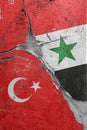 Illustration of the flags of Turkey and Syria