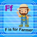 Flashcard letter F is for farmer