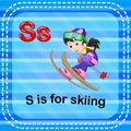 Flashcard letter S is for skiing