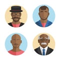 Illustration of flat design African American men icons collection. Vector Royalty Free Stock Photo