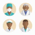 Illustration of flat design. African American people icons collection. doctor and nurse Royalty Free Stock Photo