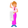 Flat design Businesswoman confused bill