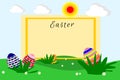 Illustration of a flat design cartoon , Easter eggs. Spring and Easter- related time.