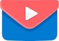 illustration of flat design digital object, multimedia email containing video