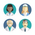 Illustration of flat design. people icons collection: doctor and nurse