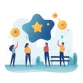 Illustration flat icon satisfaction feedback rating, and customer service, testimonial