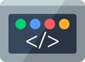 illustration of a flat image of a multimedia icon, coding web development