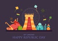 Flat minimal simplistic background for 26 January Happy Republic Day of India