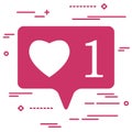 illustration of flat pink first like heart social media icon on Royalty Free Stock Photo