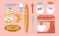 illustration in a flat style - a set of pictures on the theme of baking Royalty Free Stock Photo
