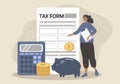 Illustration in a flat style on the theme of taxes, filling out tax forms, tax optimization Royalty Free Stock Photo