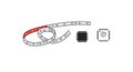 Illustration of a flexible LED strip and two microchips. The LED strip, coiled in part and Royalty Free Stock Photo