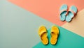 Flip flops on a bright background in summer concept with Generative AI Royalty Free Stock Photo